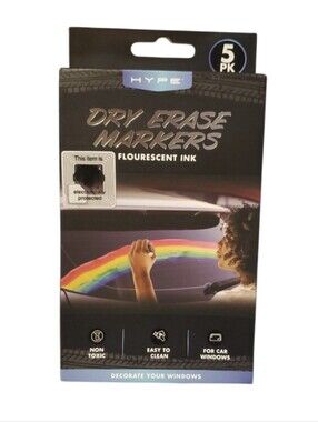 Hype Dry Erase 5 PK Liquid Chalk Markers for Car Windows Glass Flourescent Ink